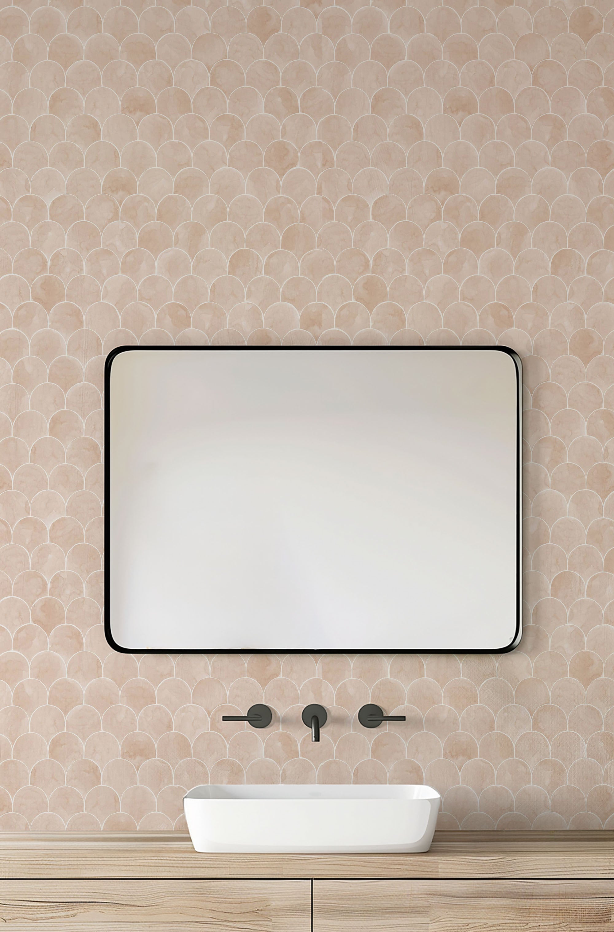 Blush Scallop Tile Wallpaper