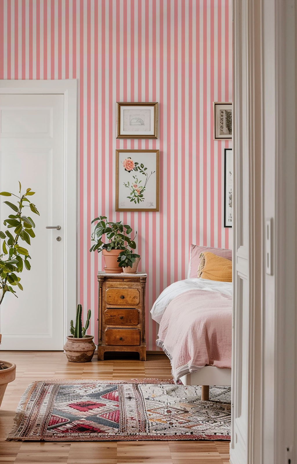 Blush Classic Stripe Wallpaper