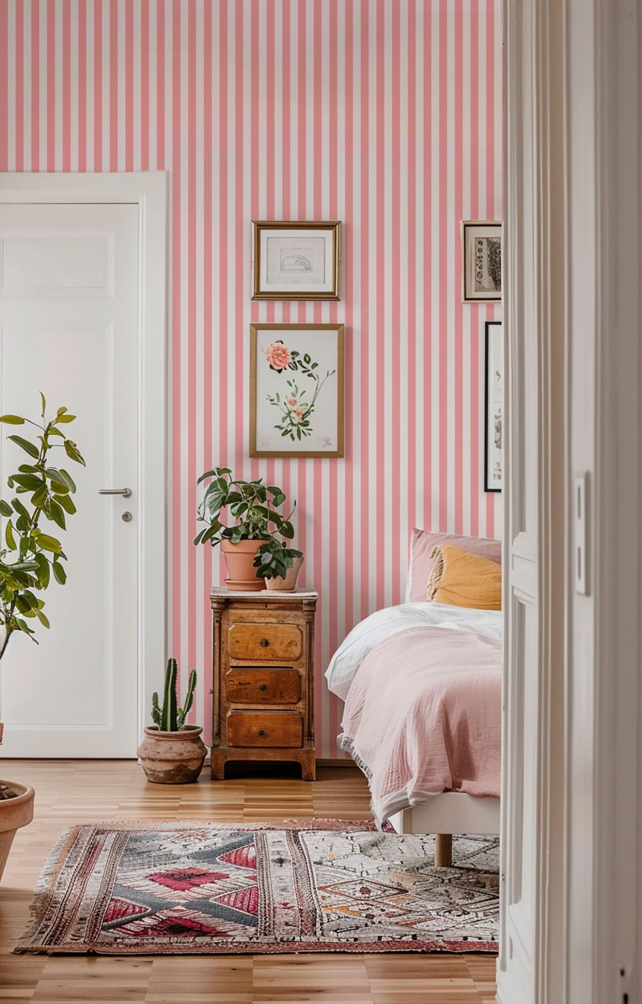 Blush Classic Stripe Wallpaper