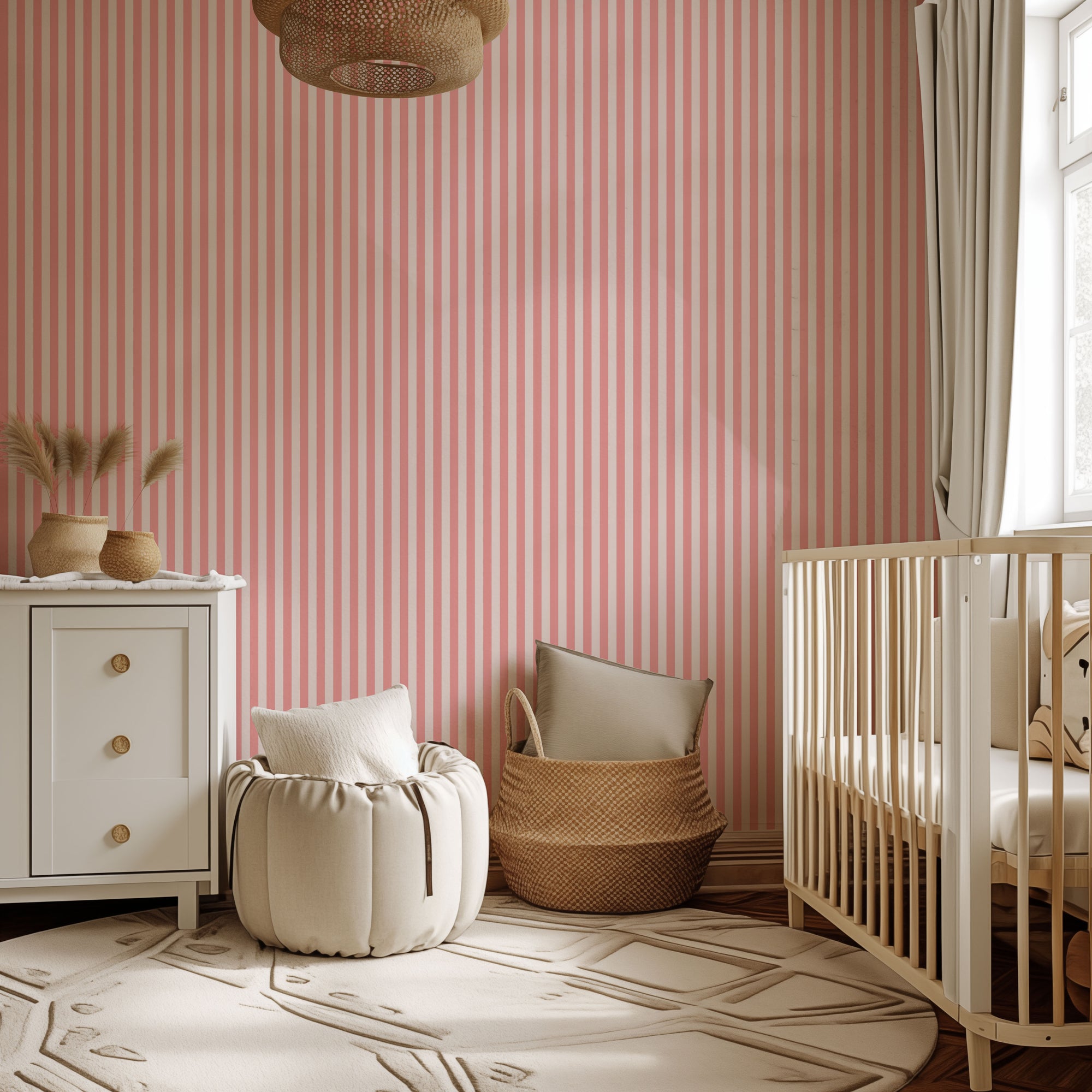 Blush Classic Stripe Wallpaper
