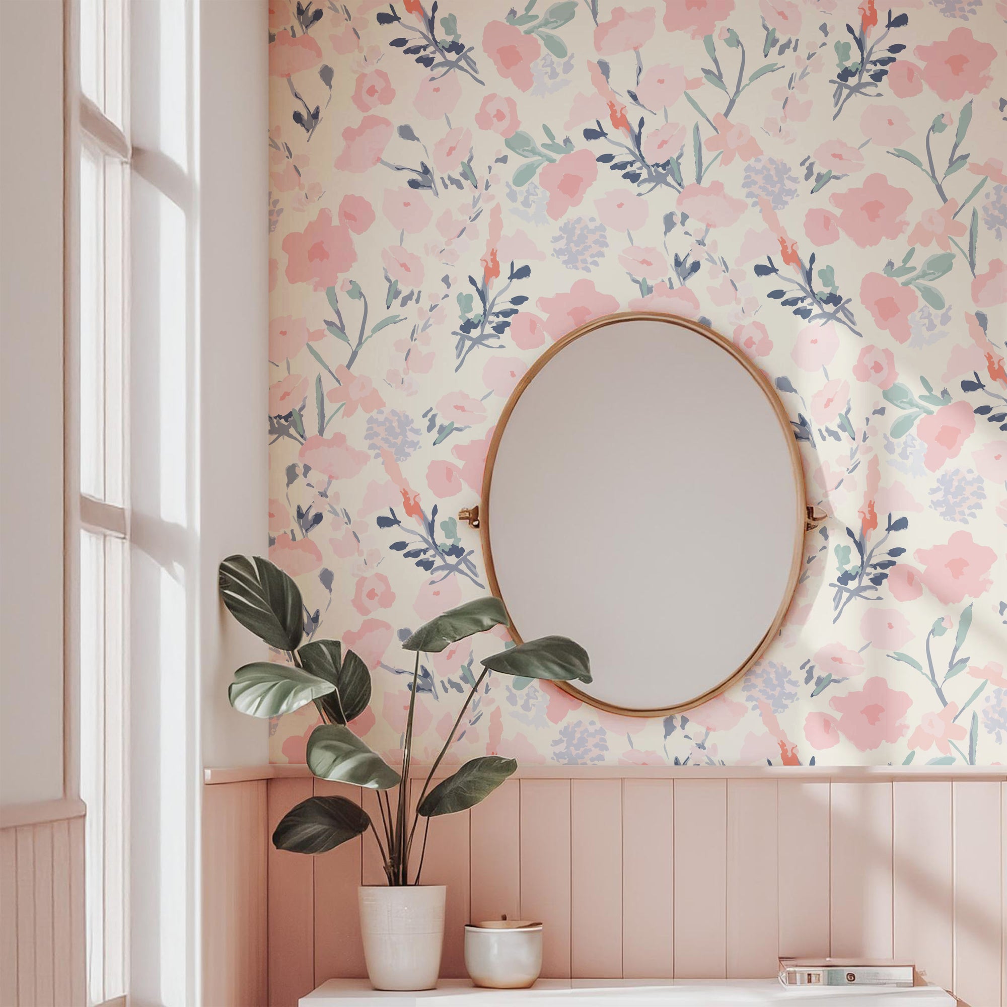 Blush Meadow Floral Wallpaper