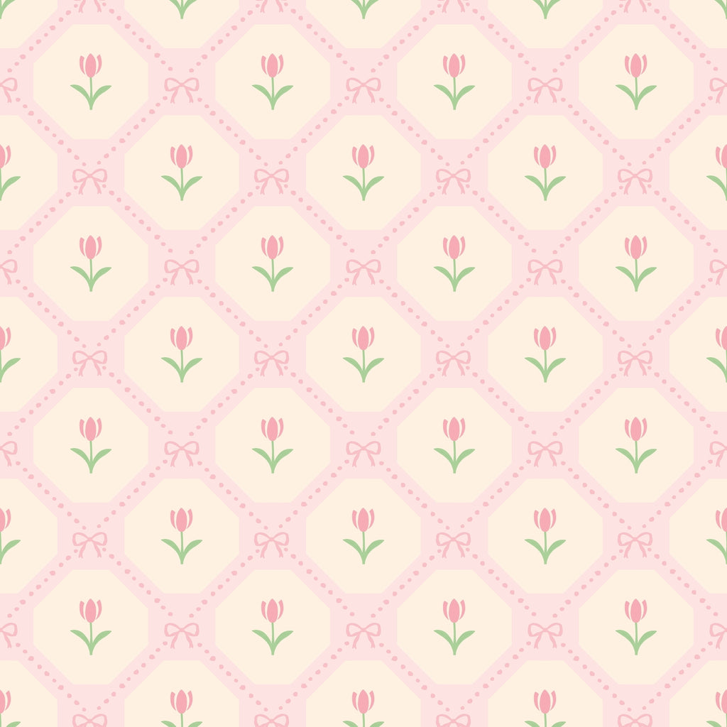 Blush Tulip Lattice Wallpaper