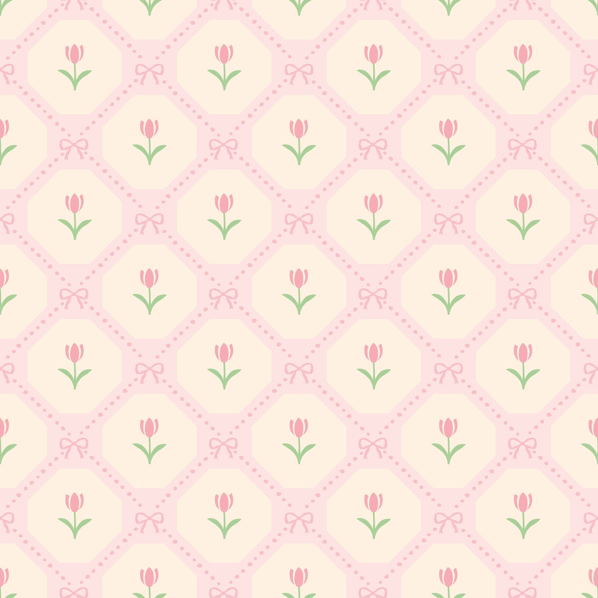 Blush Tulip Lattice Wallpaper