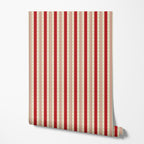 Scarlet Heritage Stripe Wallpaper