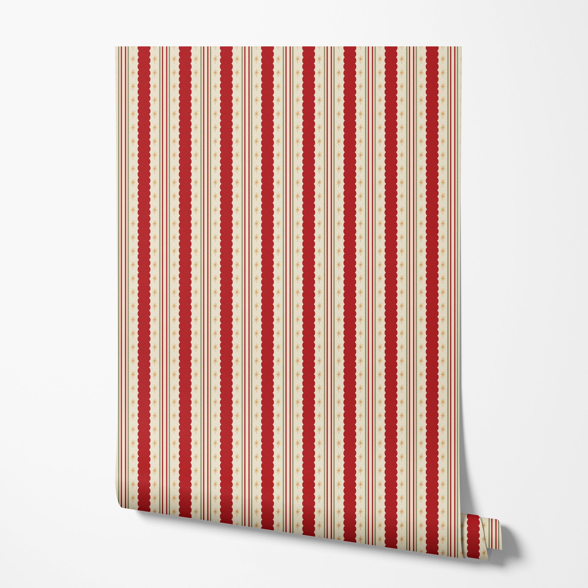 Scarlet Heritage Stripe Wallpaper