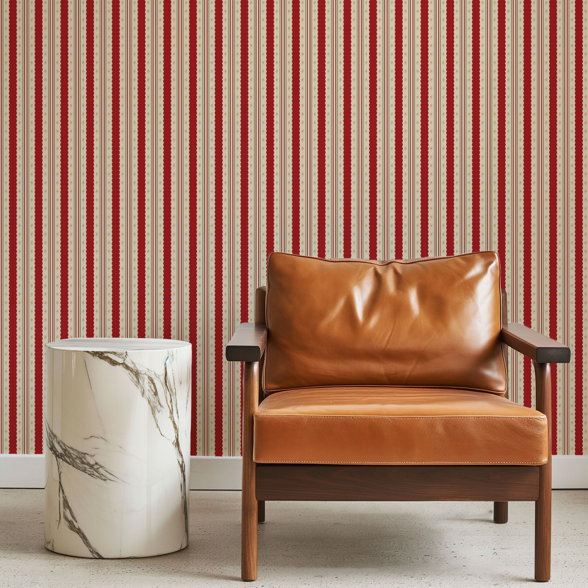 Scarlet Heritage Stripe Wallpaper