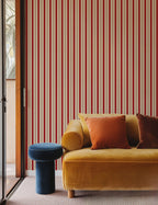 Scarlet Heritage Stripe Wallpaper