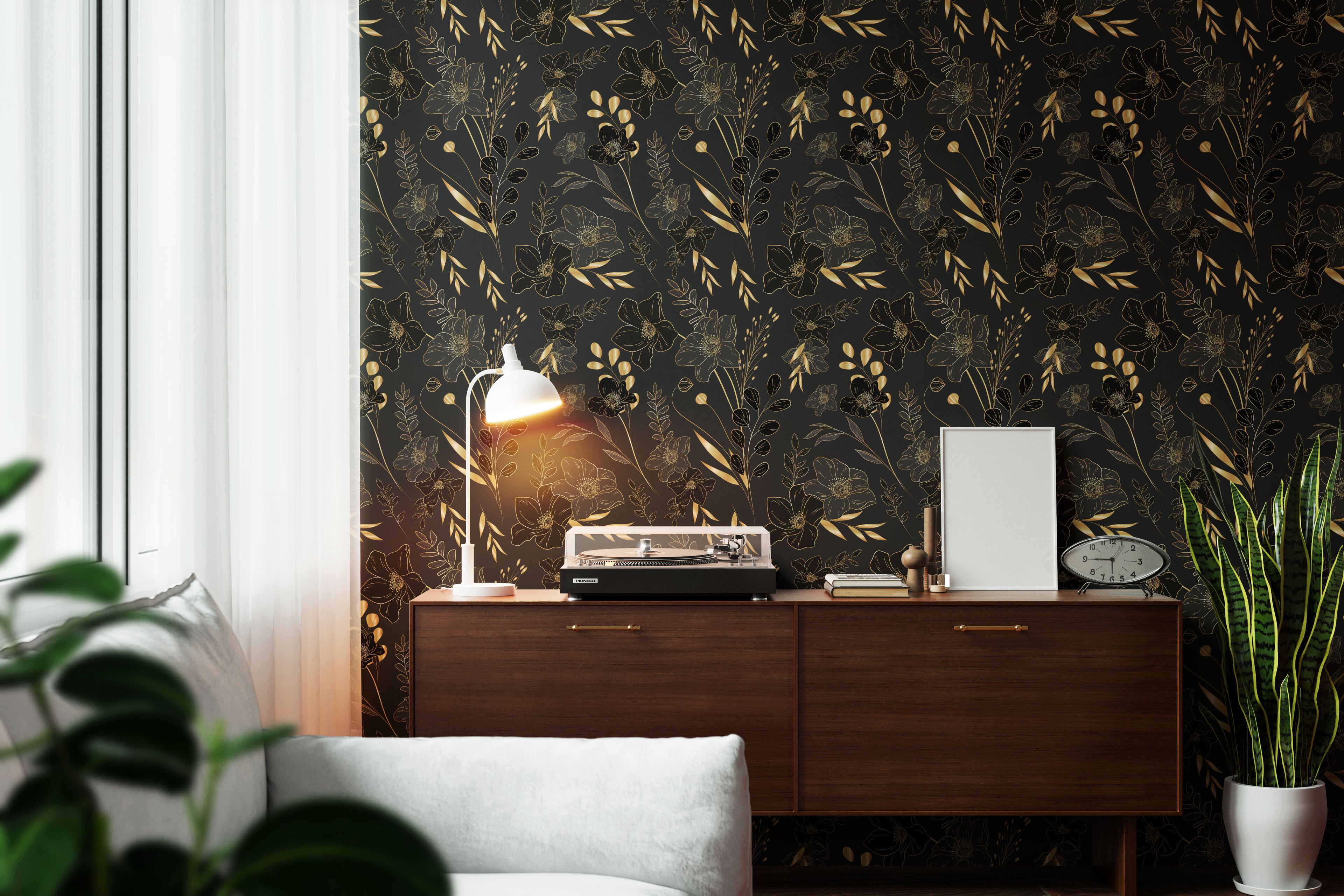 Golden Botanical Wallpaper
