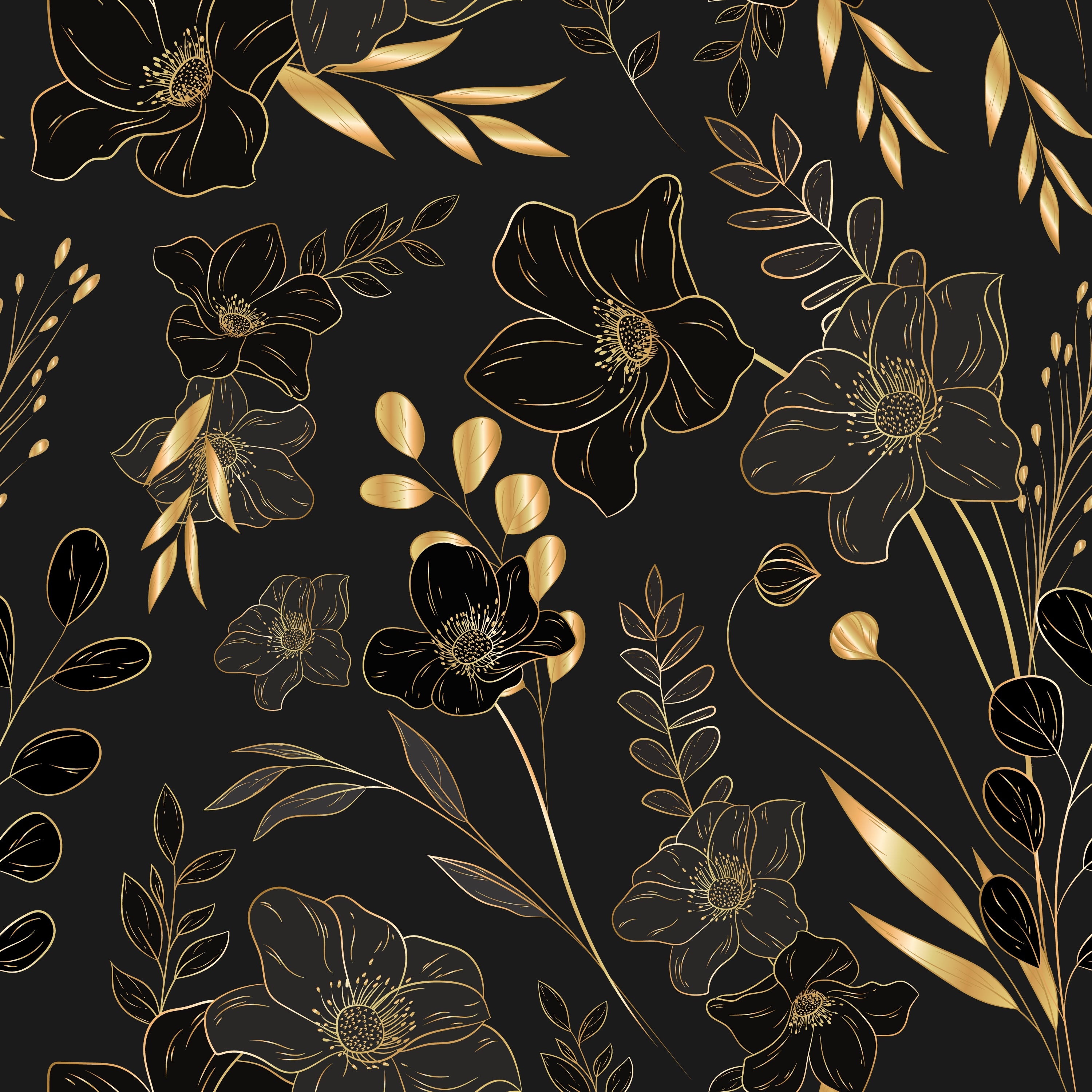 Golden Botanical Wallpaper