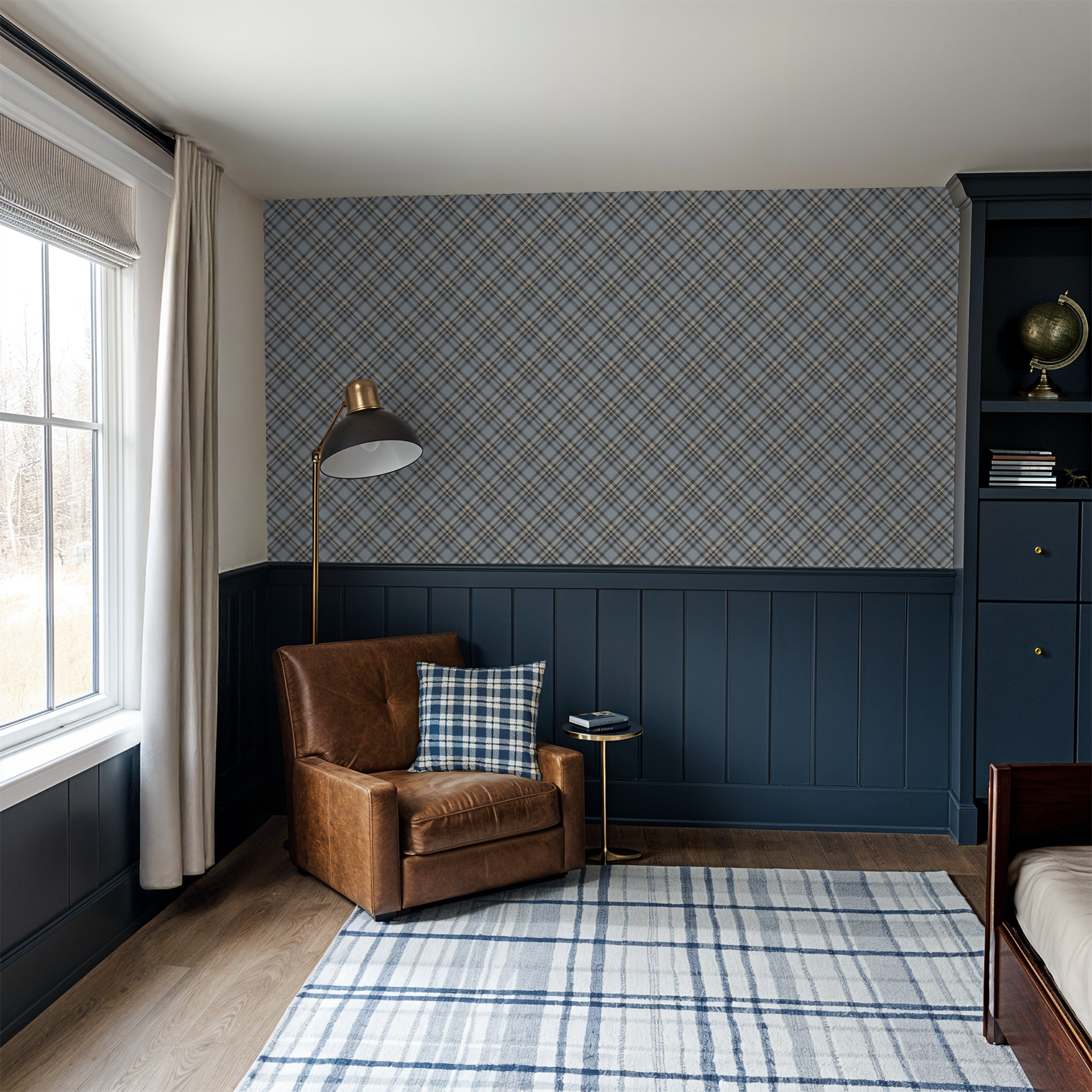 Heirloom Blue Plaid Wallpaper