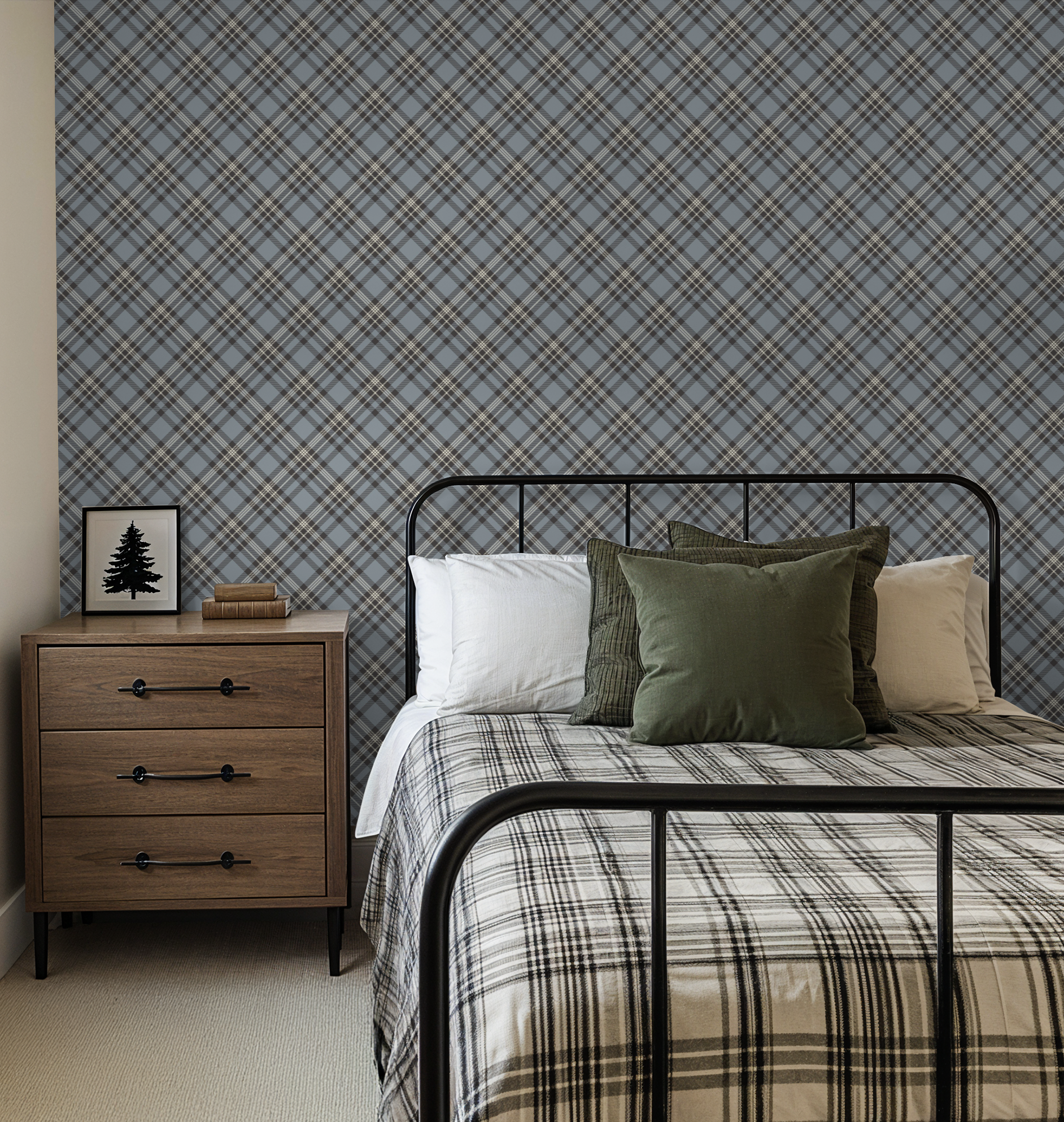 Heirloom Blue Plaid Wallpaper