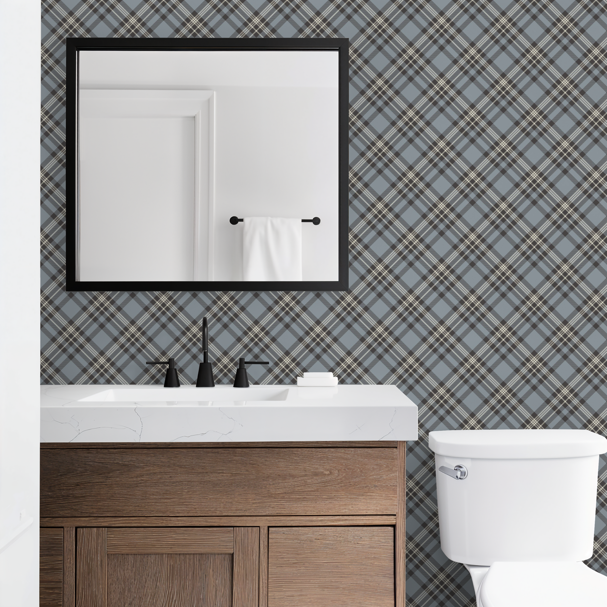 Heirloom Blue Plaid Wallpaper