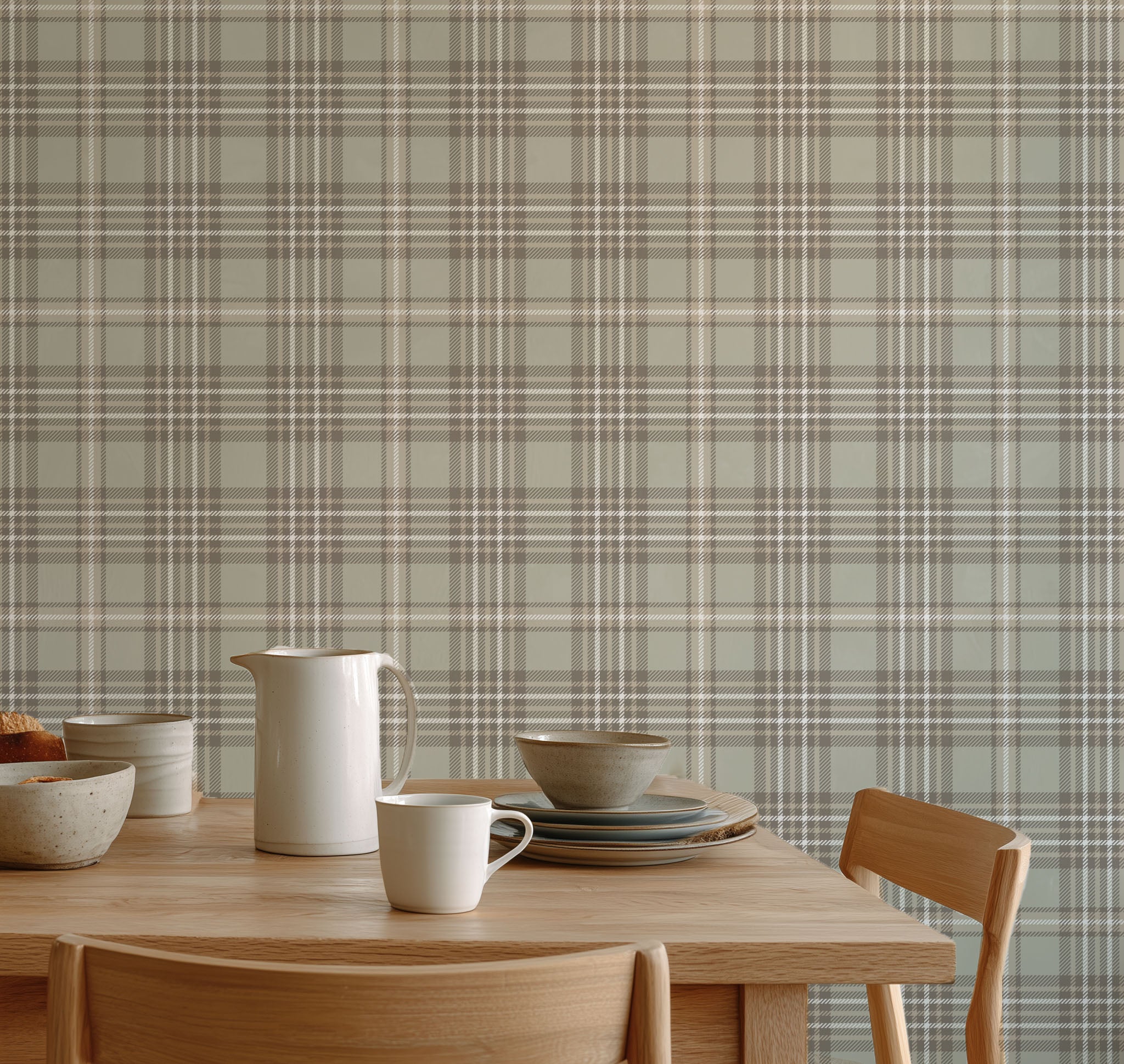 Taupe Tartan Wallpaper