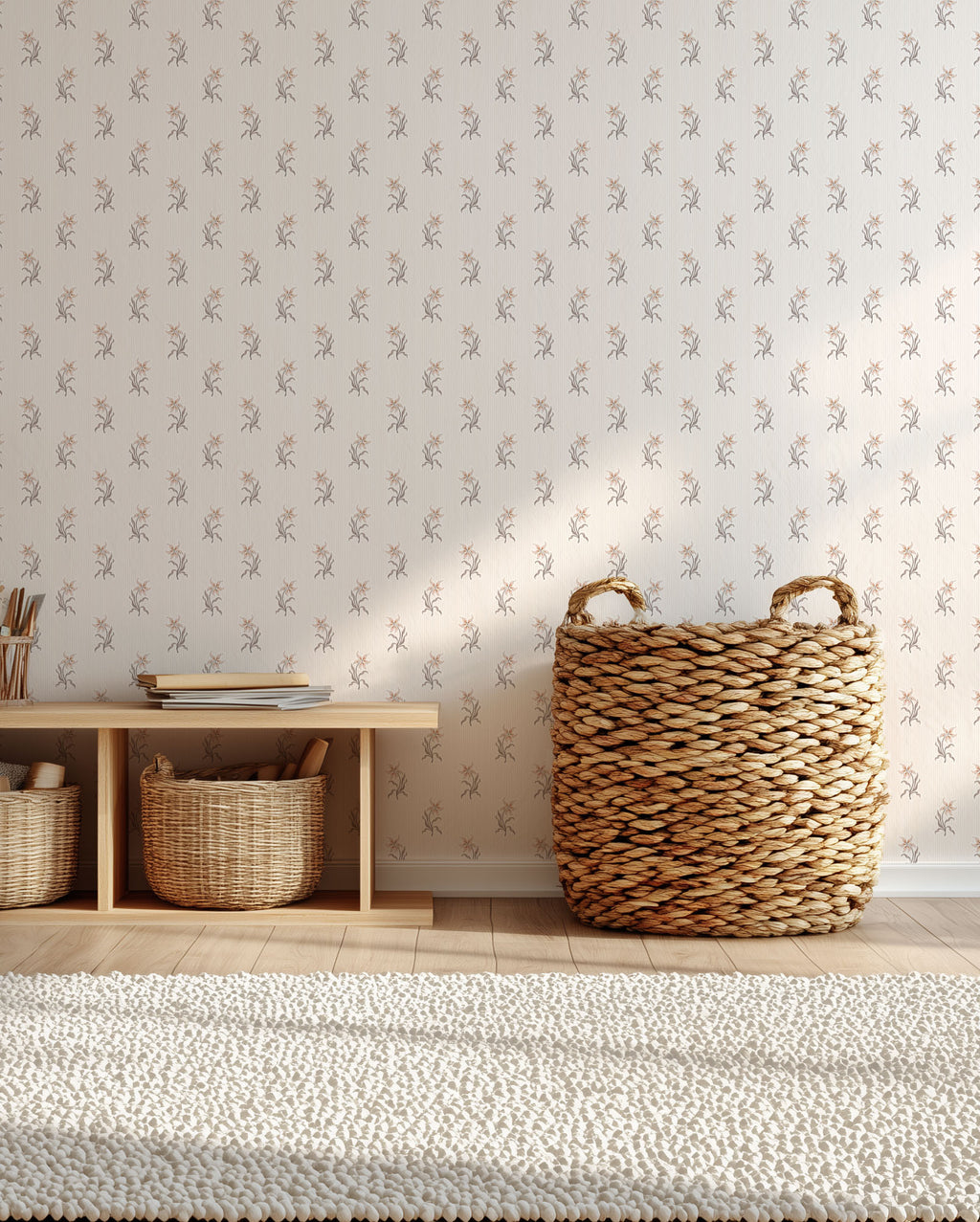 Floral Stripe Wallpaper