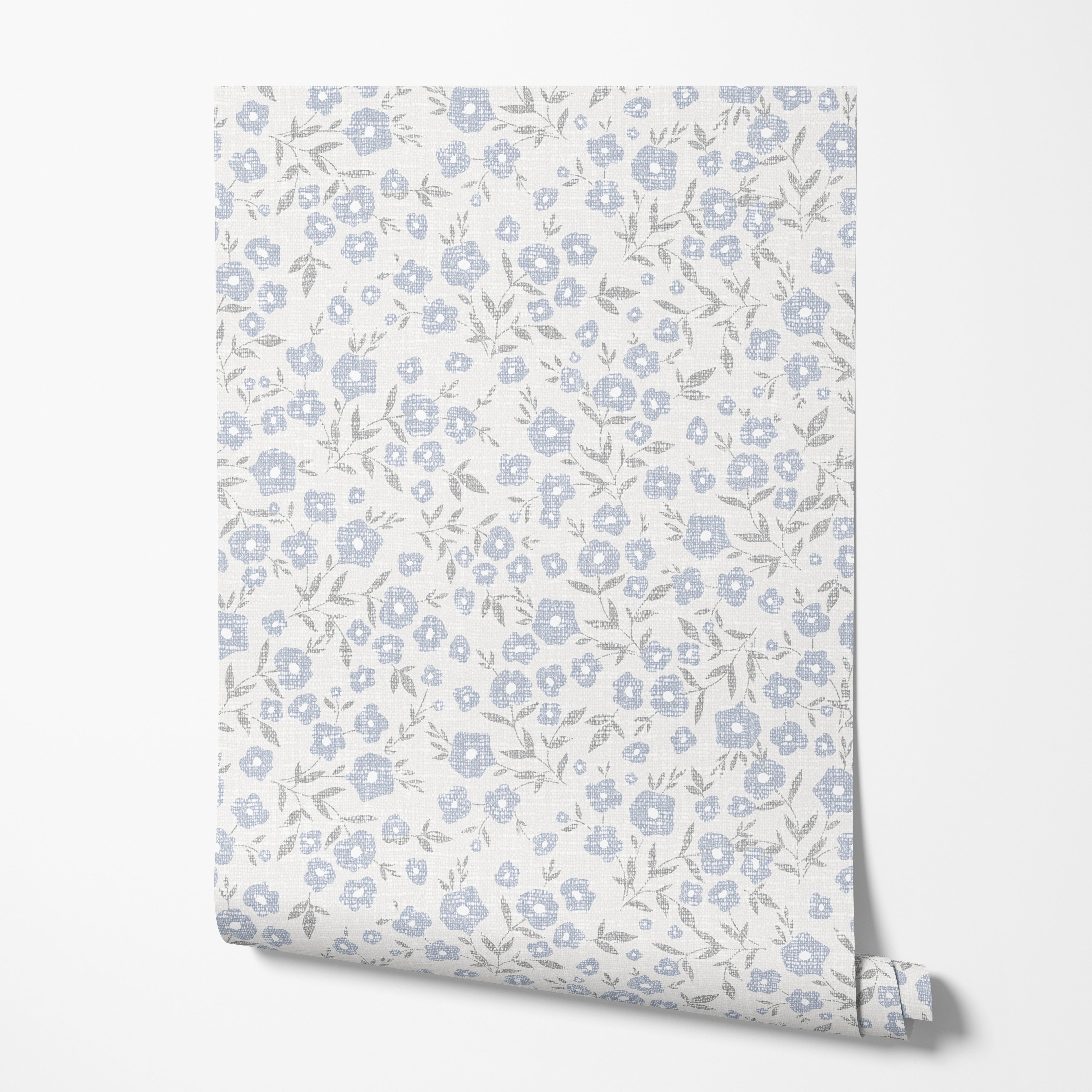 Blue Ditsy Floral Wallpaper