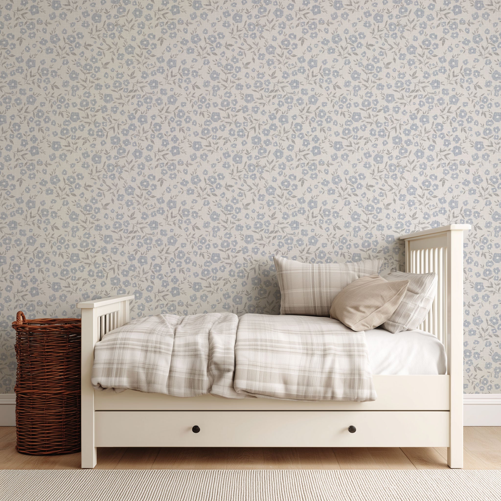 Blue Ditsy Floral Wallpaper