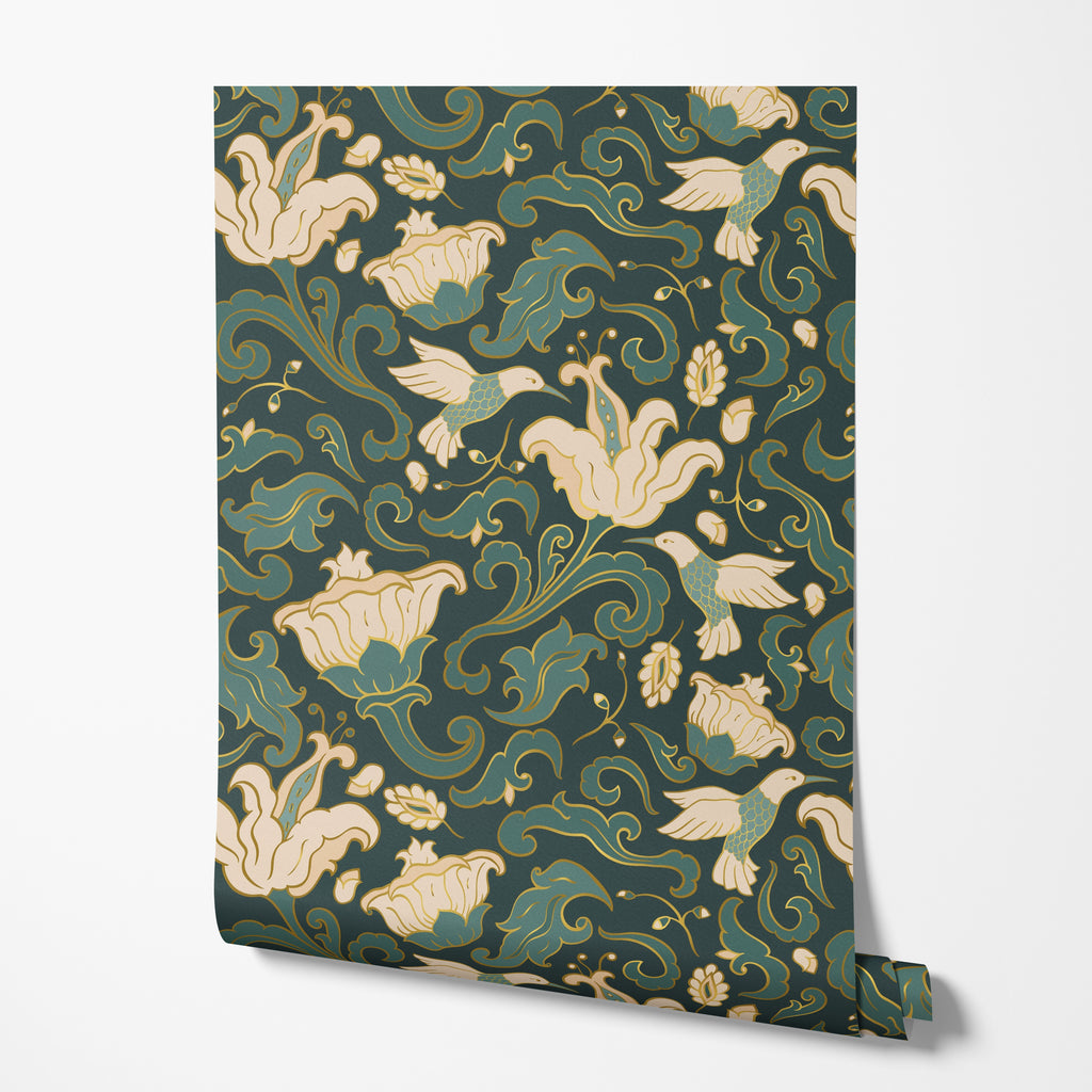 Hummingbird Floral Wallpaper