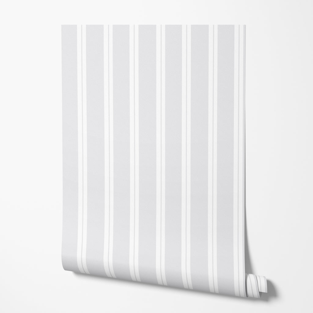 Light Grey Classic Stripe Wallpaper