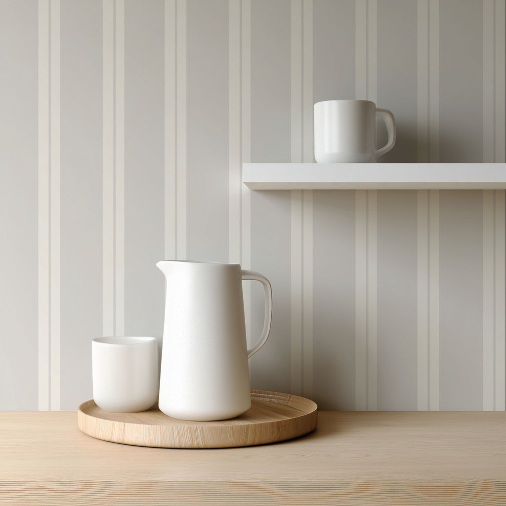 Light Grey Classic Stripe Wallpaper