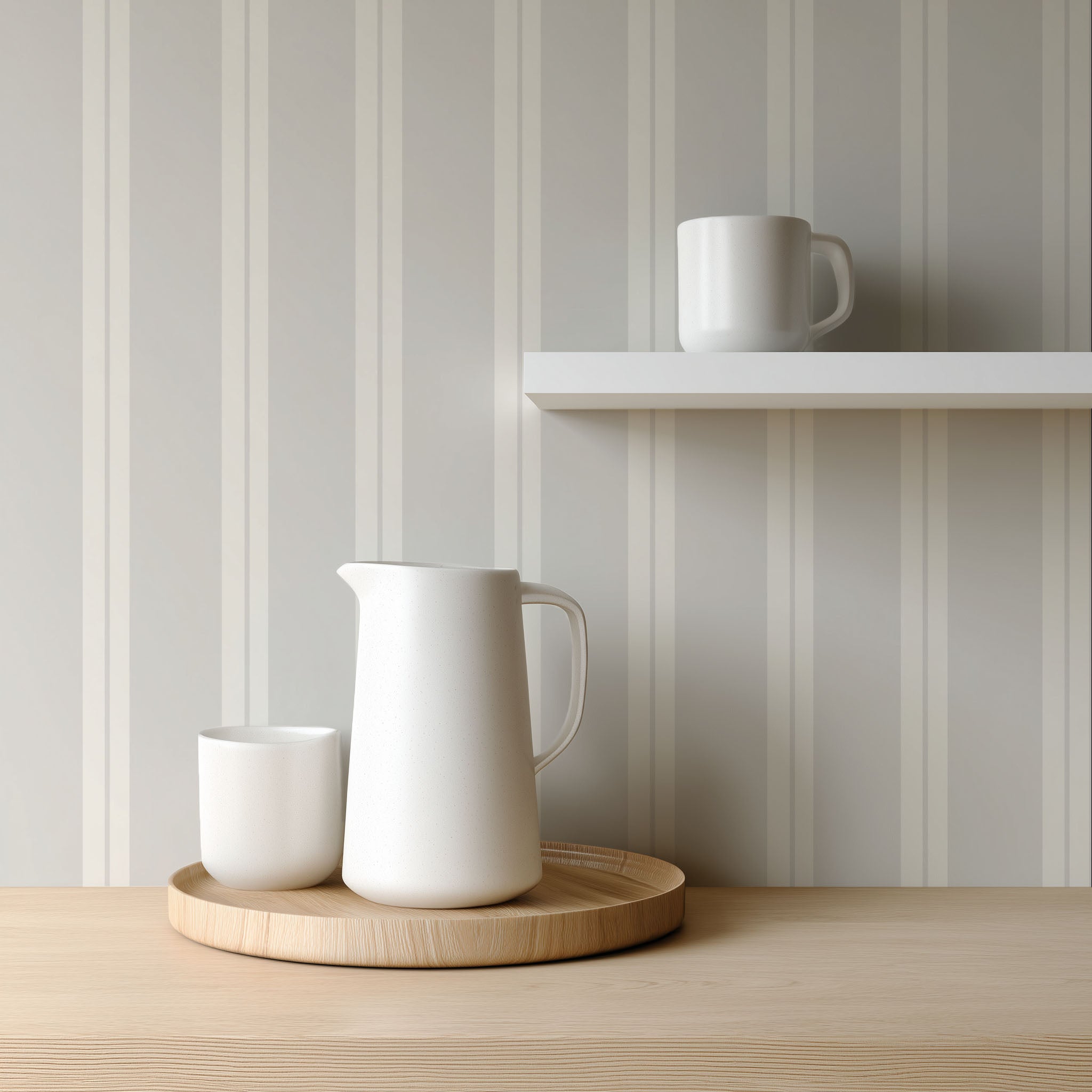 Light Grey Classic Stripe Wallpaper