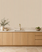 Sandstone Beige large-scale stripe wallpaper in kitchen