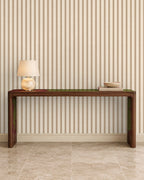 Sandstone Beige large-scale stripe wallpaper in entryway