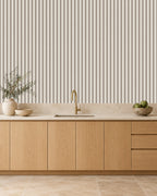 Mushroom Taupe large-scale stripe wallpaper in kitchen