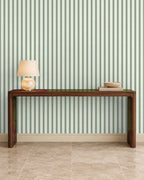 Soft Sage large-scale stripe wallpaper in entryway