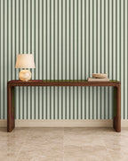 Smoked Olive large-scale stripe wallpaper in entryway
