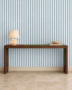 Mist Blue large-scale stripe wallpaper in entryway