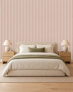 Dusty Clay large-scale stripe wallpaper in bedroom