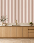 Dusty Clay large-scale stripe wallpaper in kitchen