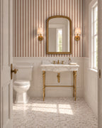 Dusty Clay large-scale stripe wallpaper in bathroom
