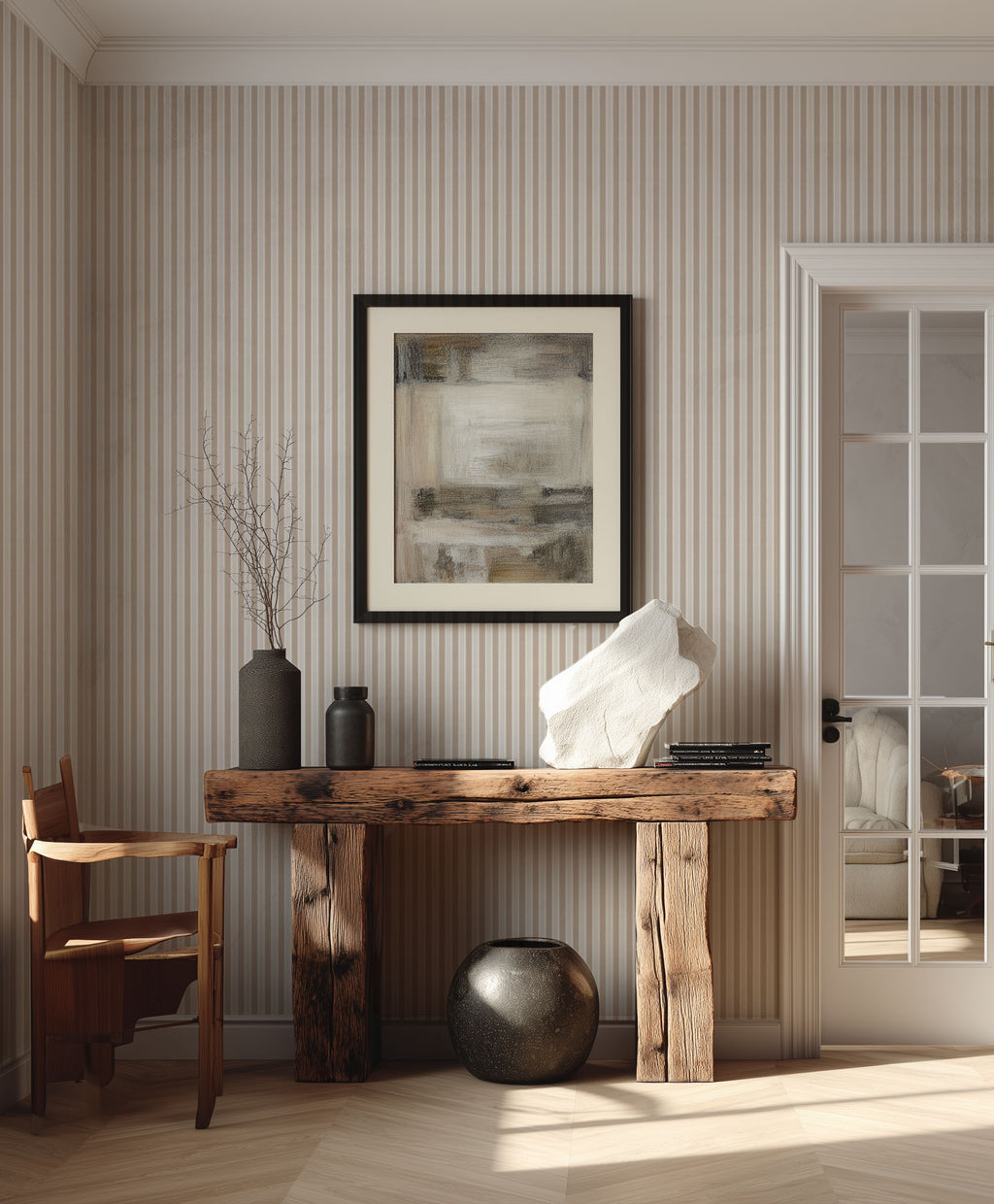 Fine Beige Stripe Wallpaper