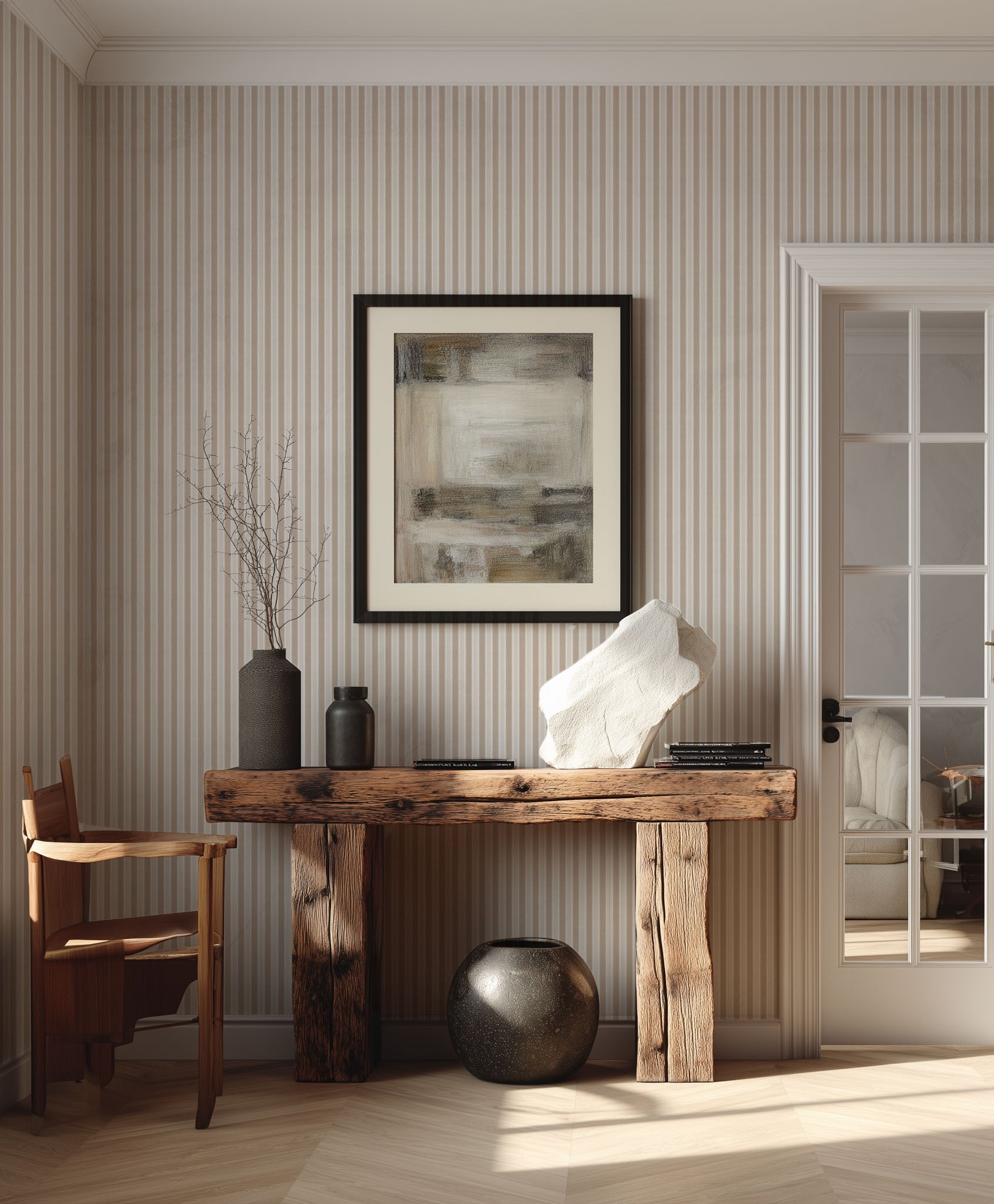 Fine Beige Stripe Wallpaper