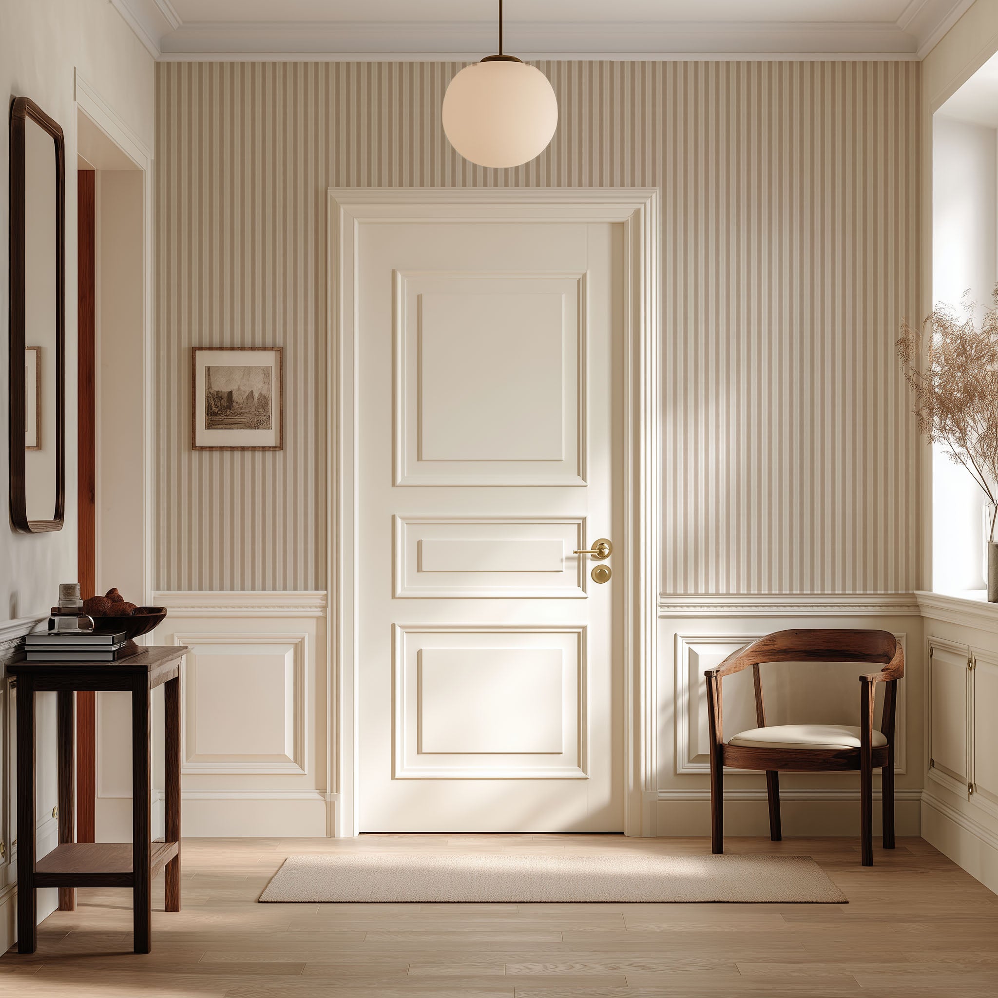 Fine Beige Stripe Wallpaper