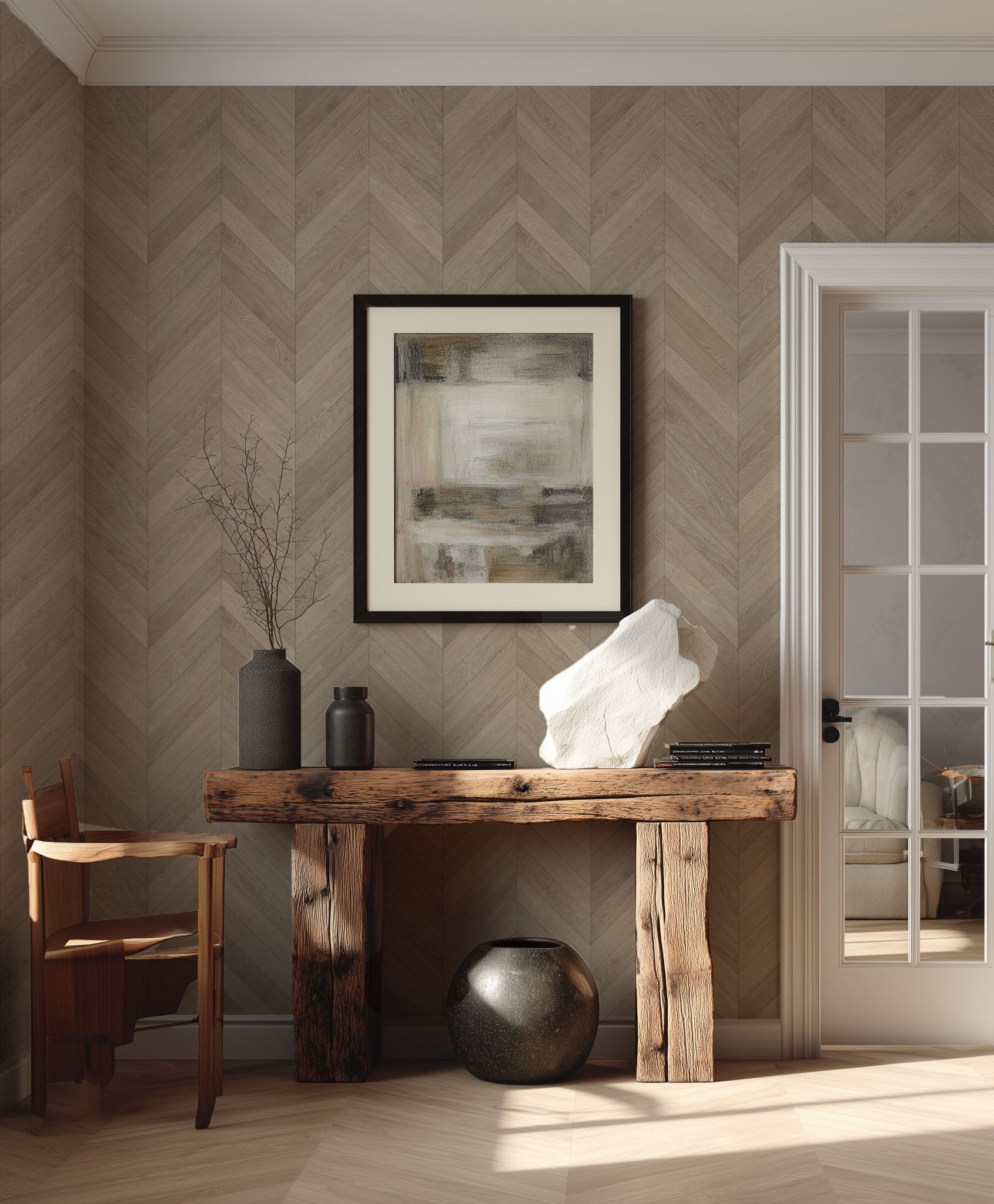 Herringbone Wood Texture Wallpaper