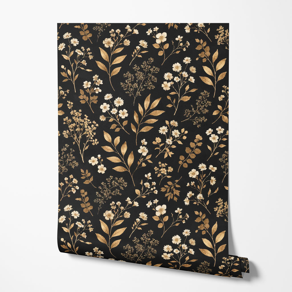 Golden Floral Wallpaper