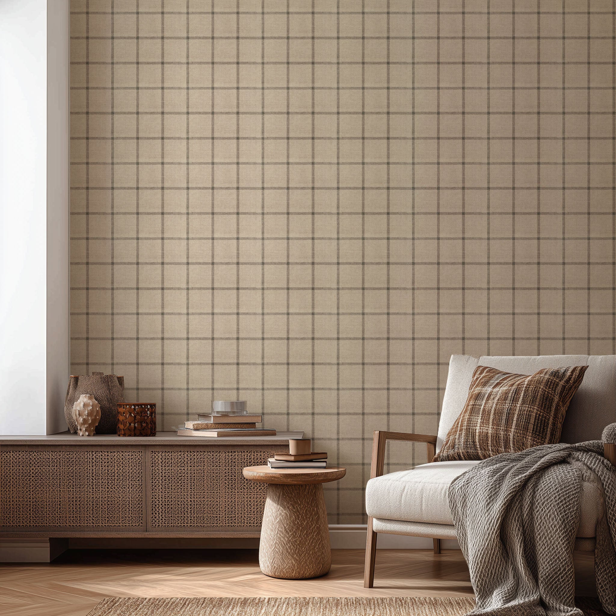 Linen Plaid Wallpaper