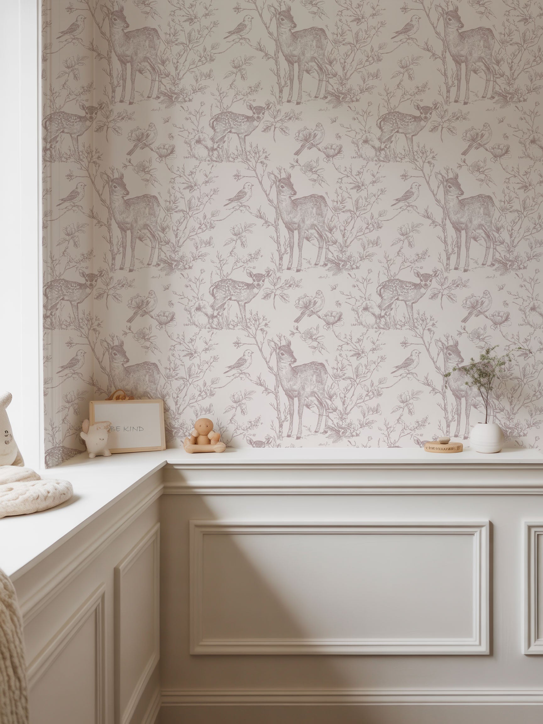 Woodland Nursery Toile Wallpaper