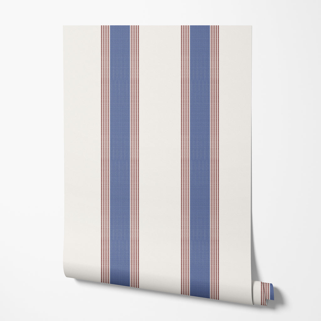 Wide Blue Stripe Wallpaper