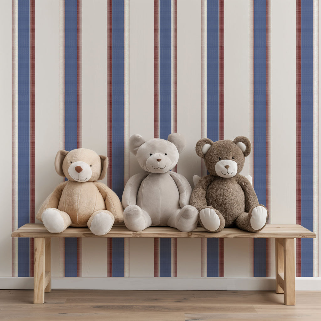 Wide Blue Stripe Wallpaper