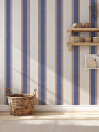Wide Blue Stripe Wallpaper