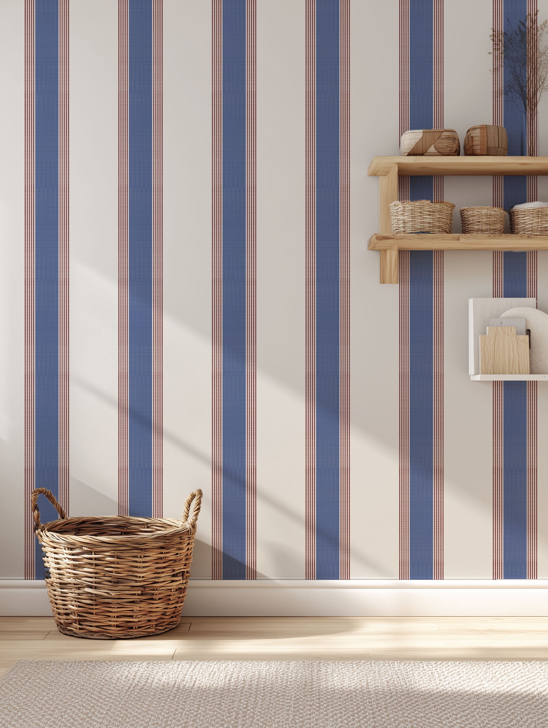 Wide Blue Stripe Wallpaper