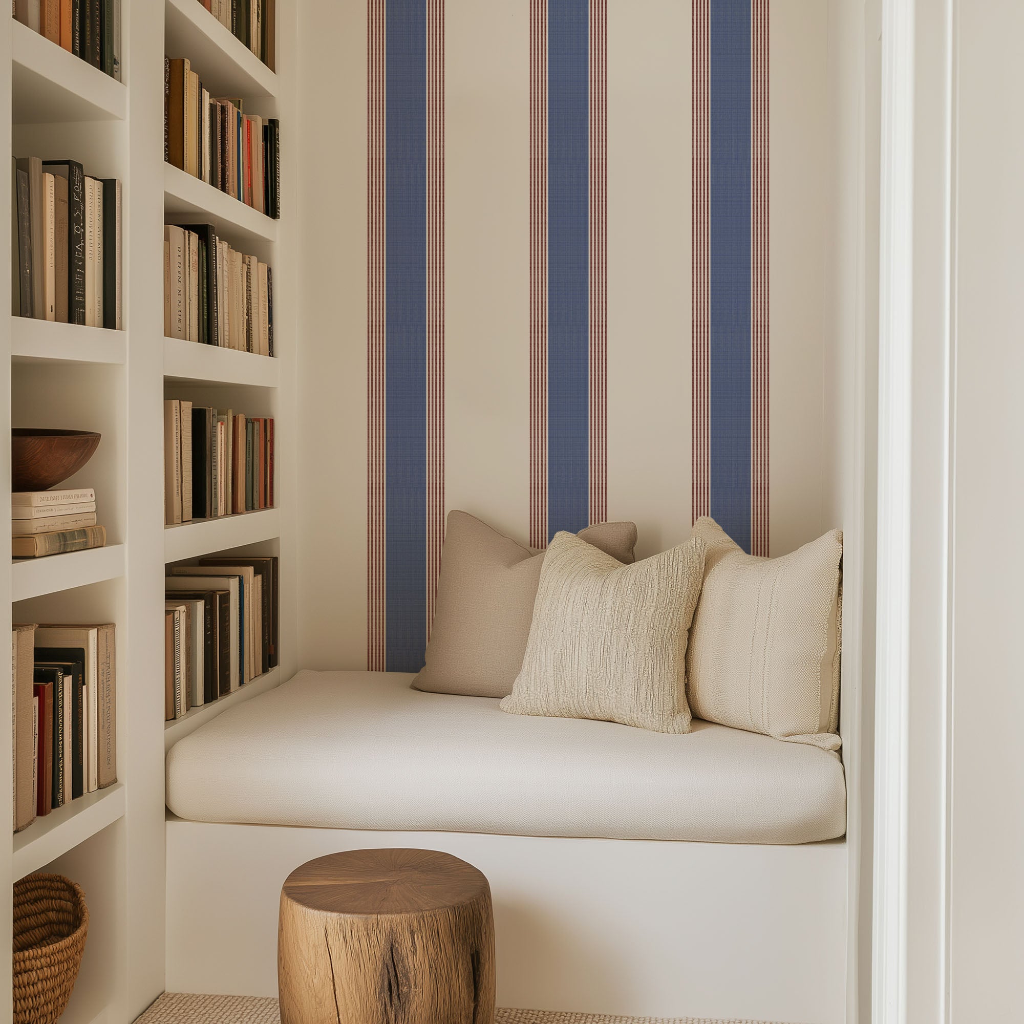 Wide Blue Stripe Wallpaper