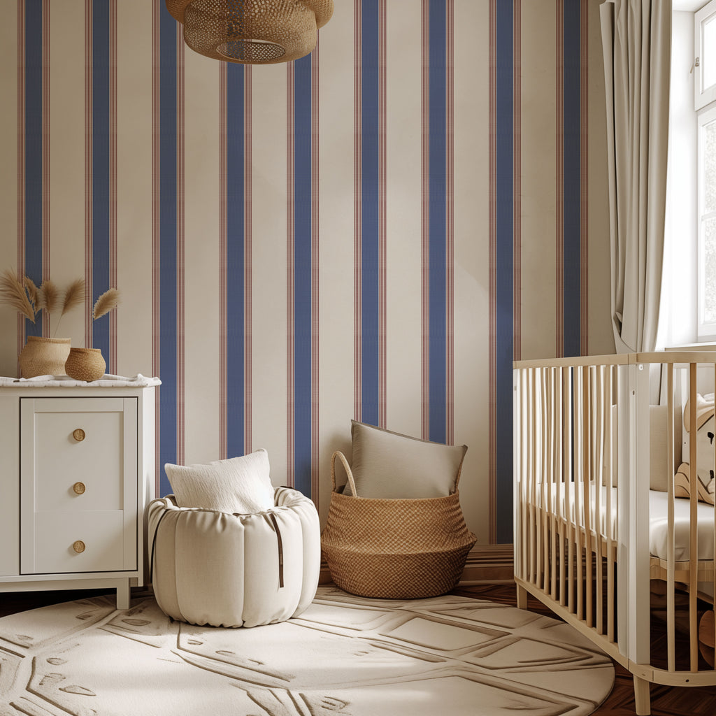 Wide Blue Stripe Wallpaper
