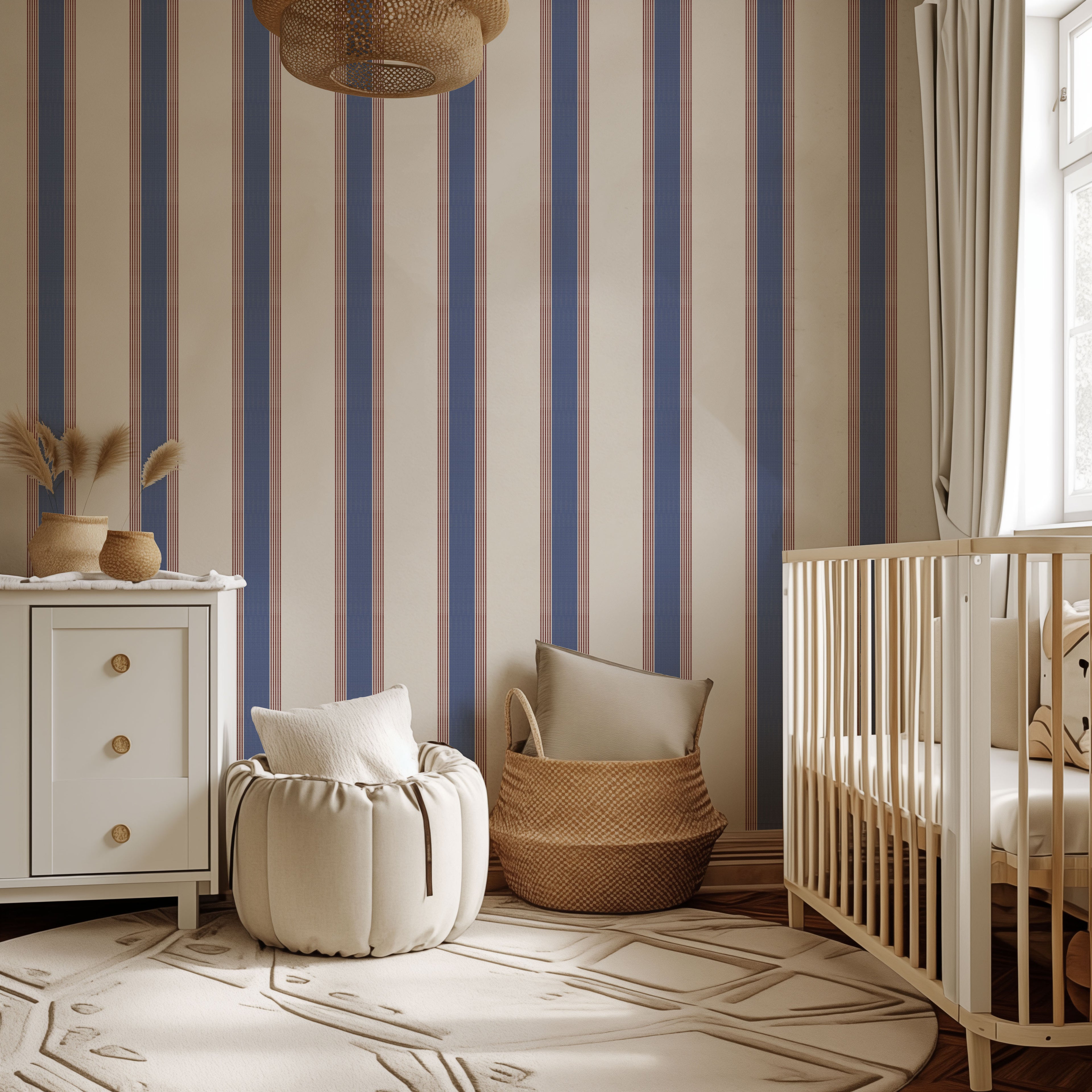 Wide Blue Stripe Wallpaper