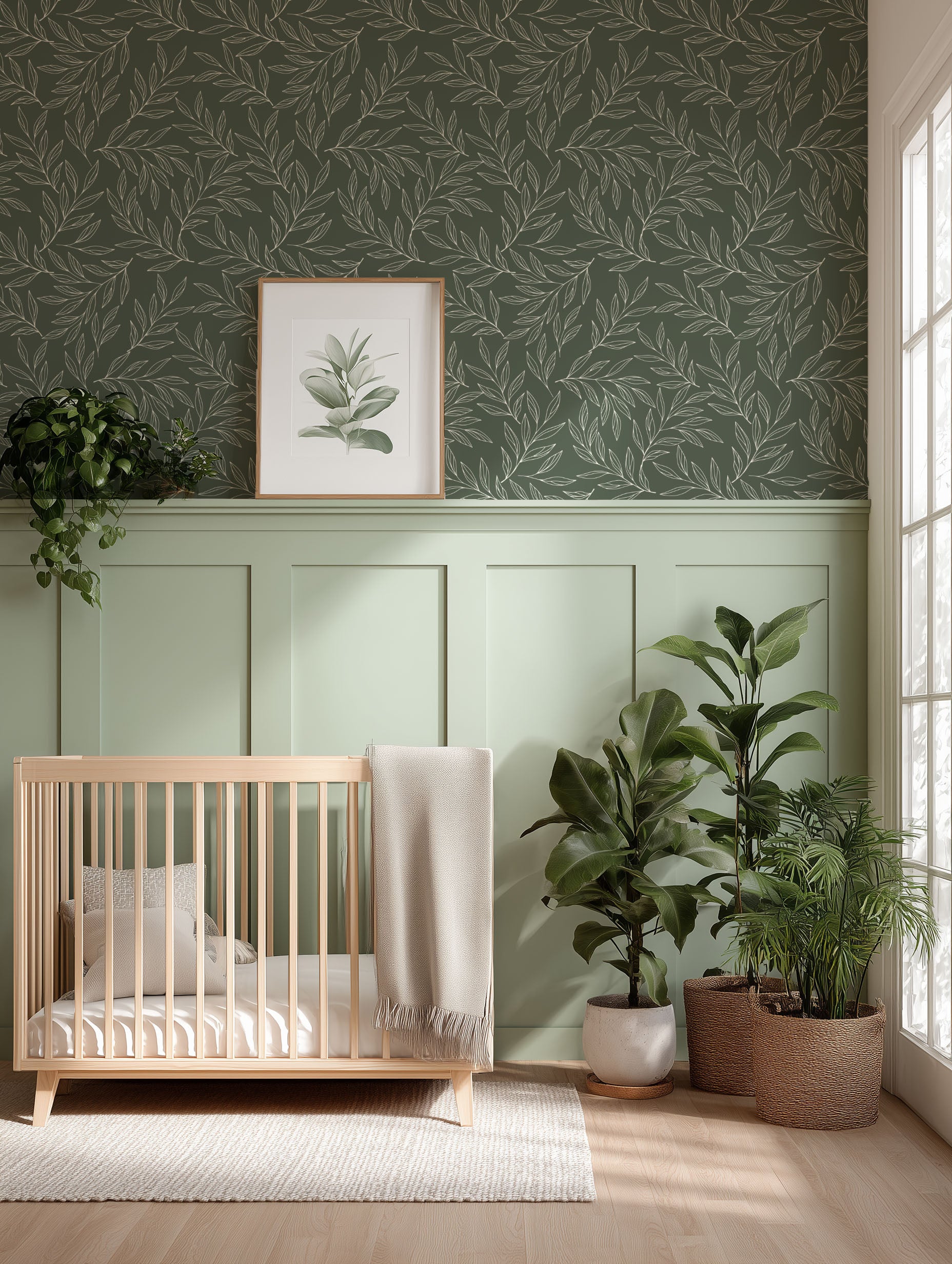 Linear Foliage Wallpaper