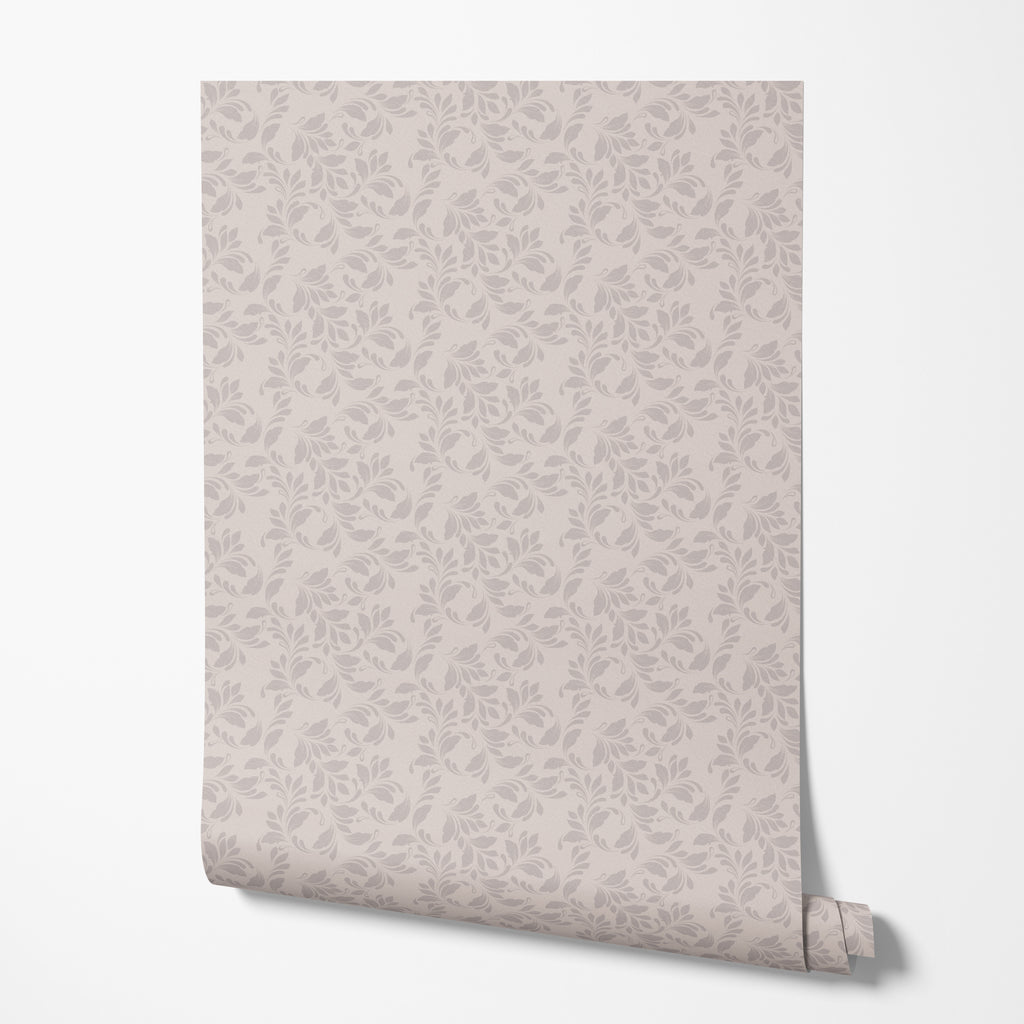 Taupe Scroll Wallpaper