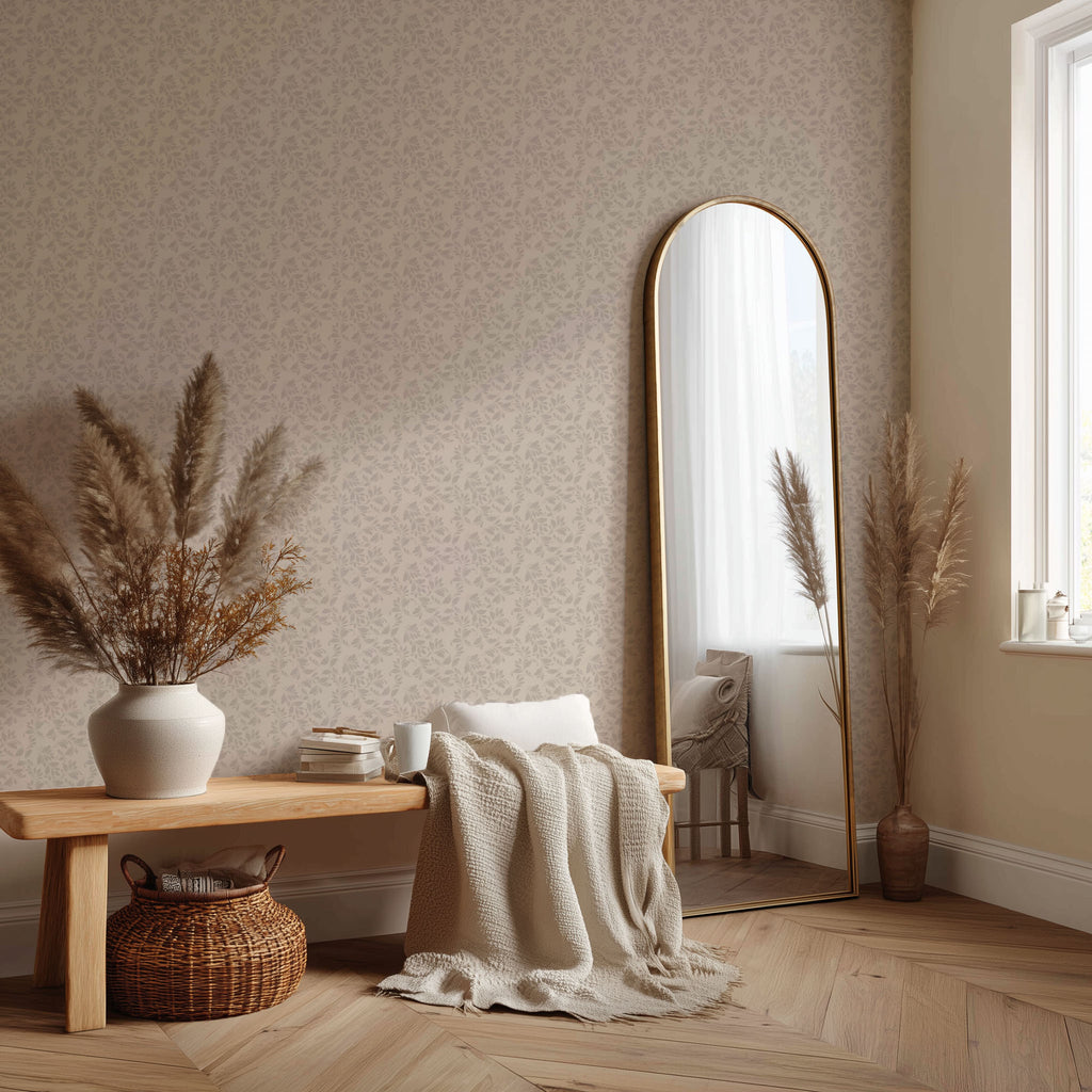 Taupe Scroll Wallpaper